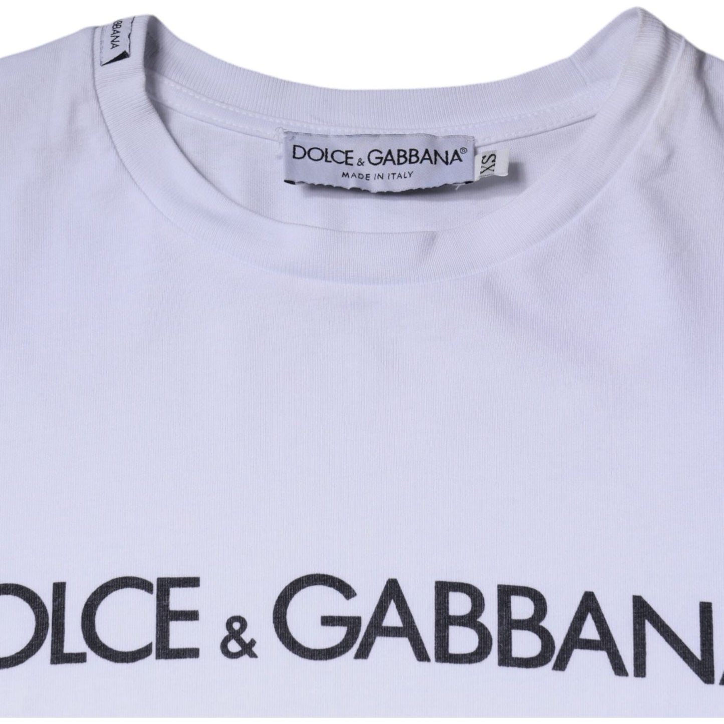 Dolce & Gabbana White Logo Print Cotton Crew Neck T-shirt Dolce & Gabbana Light Gray