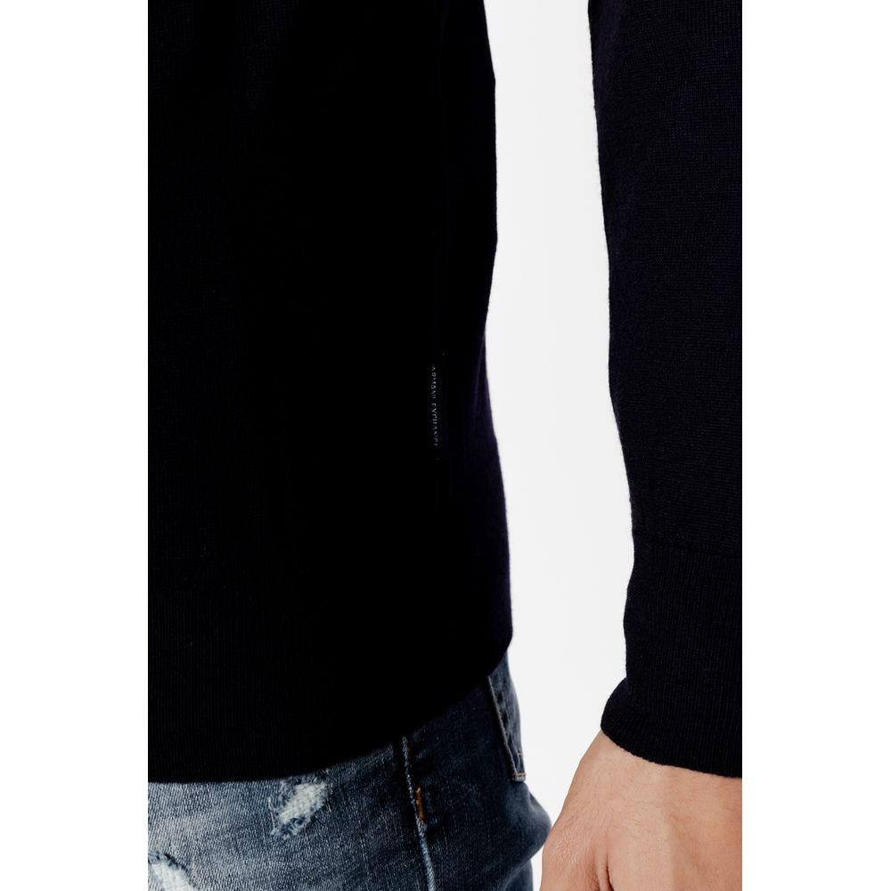 Armani Exchange Blue Wool T-Shirt Armani Exchange Black