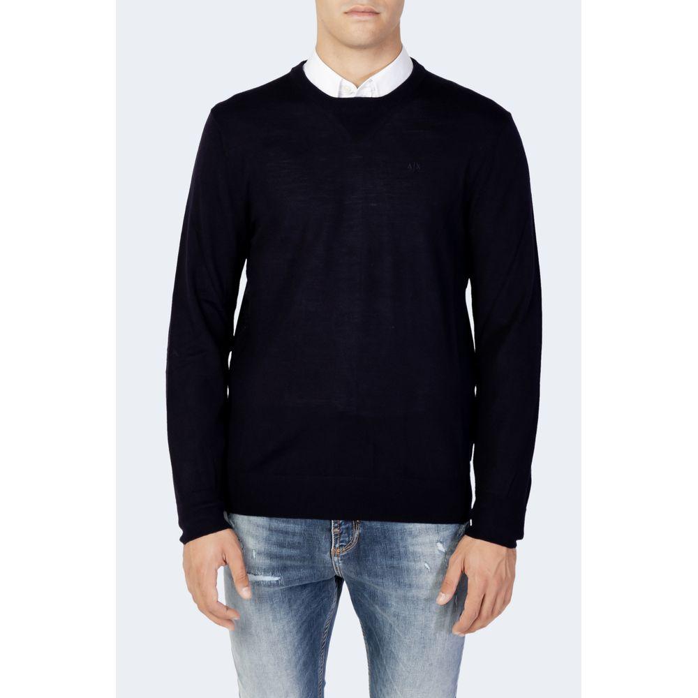 Armani Exchange Blue Wool T-Shirt Armani Exchange Black
