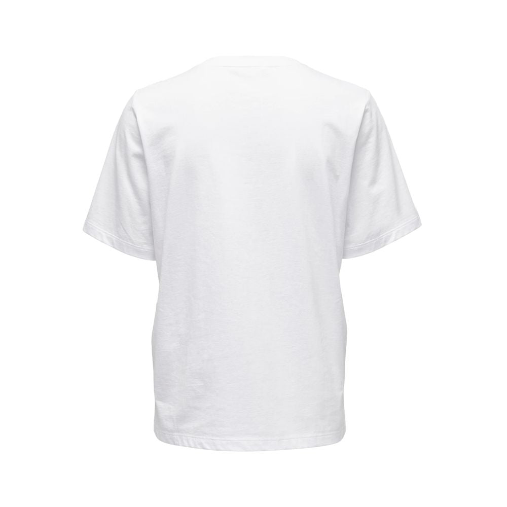 Back view of women's white cotton t-shirt from spring/summer collection, 100% cotton, casual top wear.