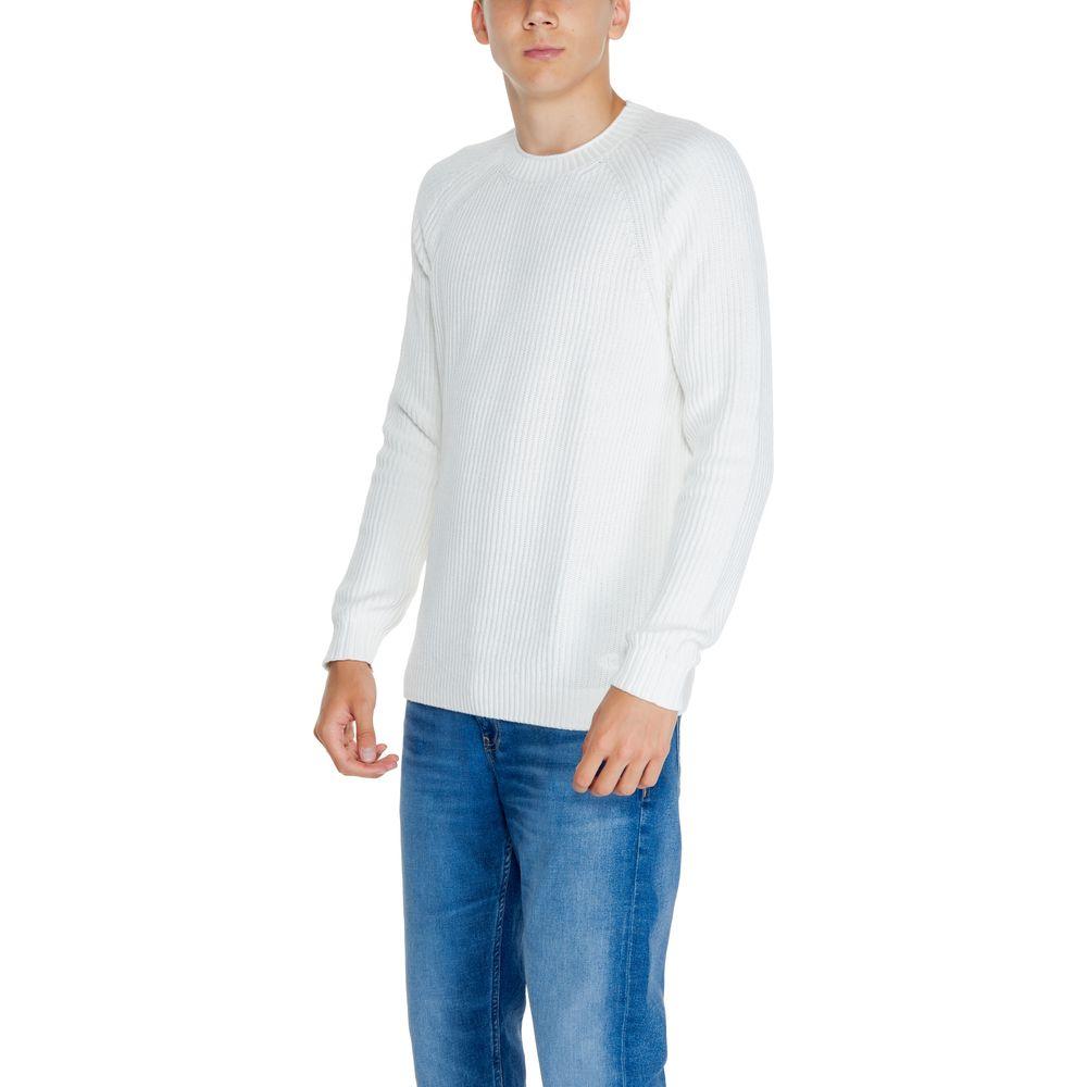 Calvin Klein Jeans White Organic Cotton Sweater Calvin Klein Jeans Dark Slate Blue