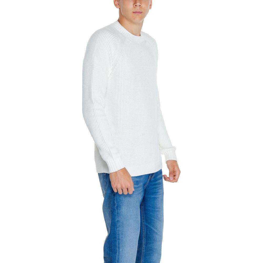 Calvin Klein Jeans White Organic Cotton Sweater Calvin Klein Jeans Dark Slate Blue
