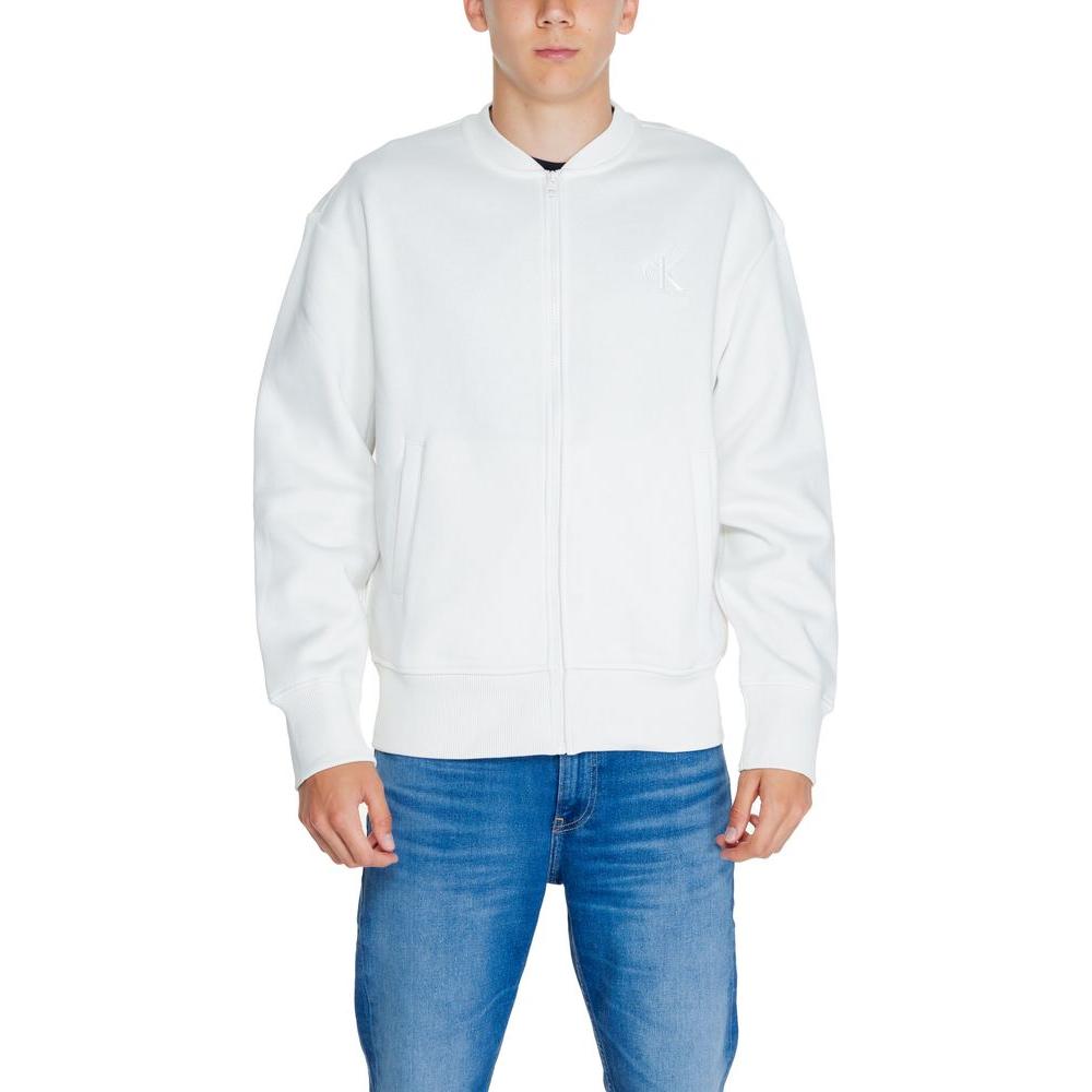 Calvin Klein Jeans White Recycled Cotton Sweater Calvin Klein Jeans Steel Blue