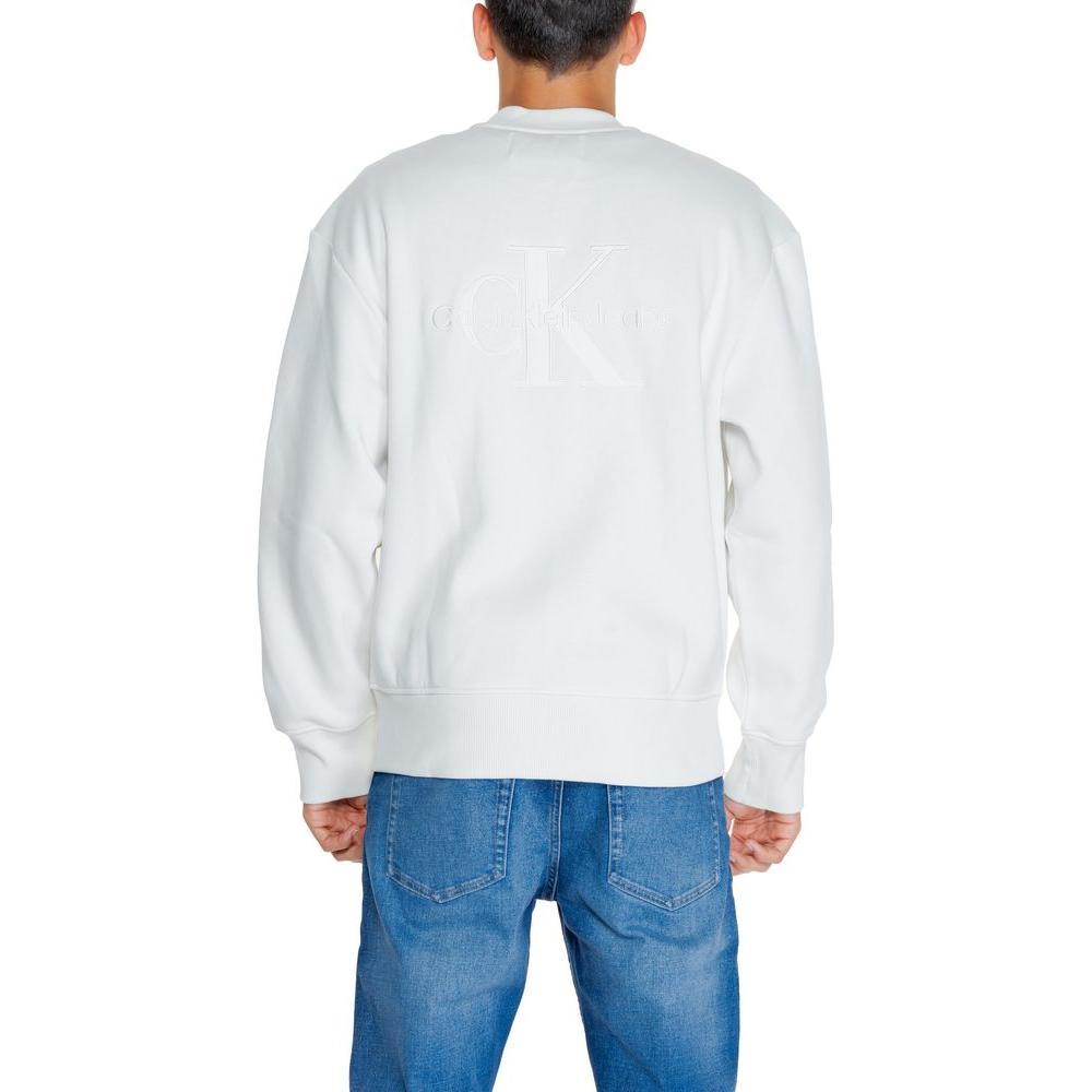 Calvin Klein Jeans White Recycled Cotton Sweater Calvin Klein Jeans Steel Blue