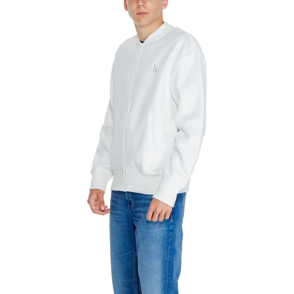 Calvin Klein Jeans White Recycled Cotton Sweater Calvin Klein Jeans Dark Slate Blue