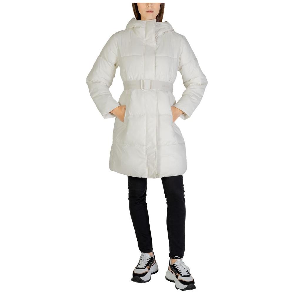 Calvin Klein Jeans Cream Nylon Jackets & Coat Calvin Klein Jeans Light Gray