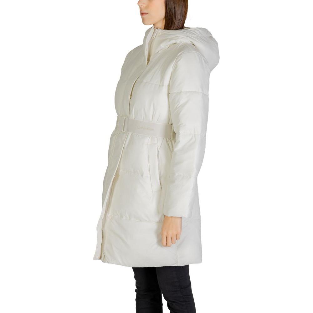 Calvin Klein Jeans Cream Nylon Jackets & Coat Calvin Klein Jeans Light Gray