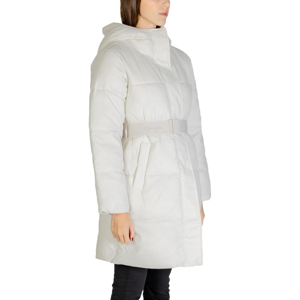 Calvin Klein Jeans Cream Nylon Jackets & Coat Calvin Klein Jeans Light Gray