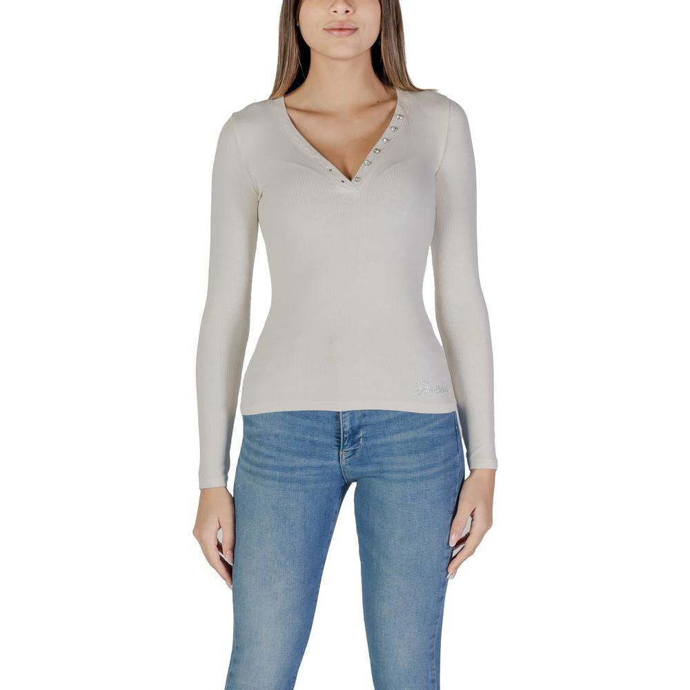 Guess Cream Viscose Tops & T-Shirt Guess Gray