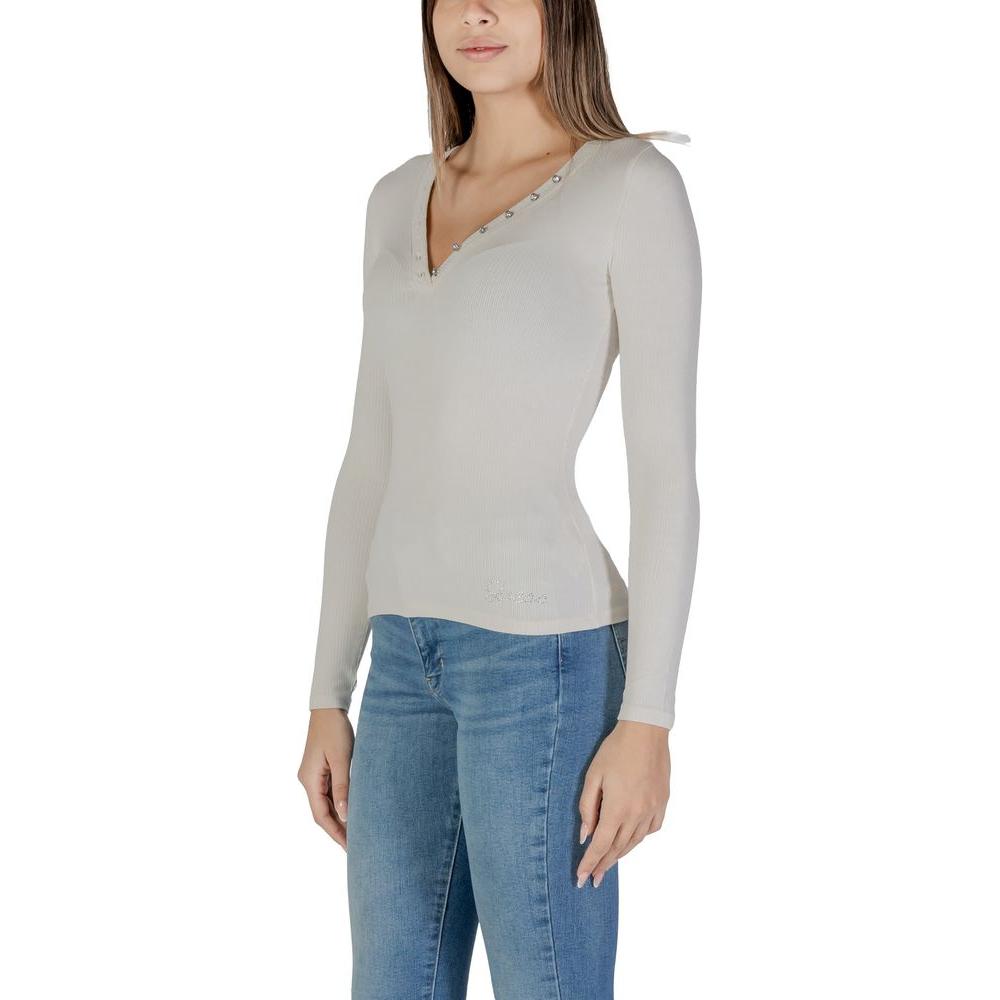 Guess Cream Viscose Tops & T-Shirt Guess Gray