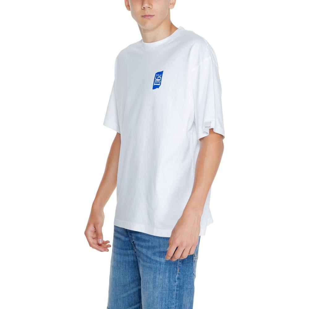 Replay White Cotton T-Shirt Replay Light Gray