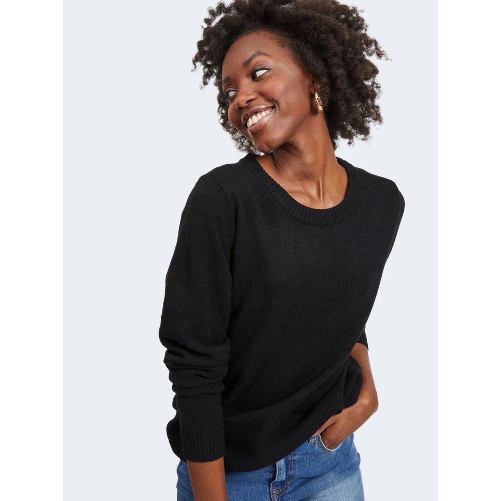 Vila Clothes Black Viscose Sweater Vila Clothes Black