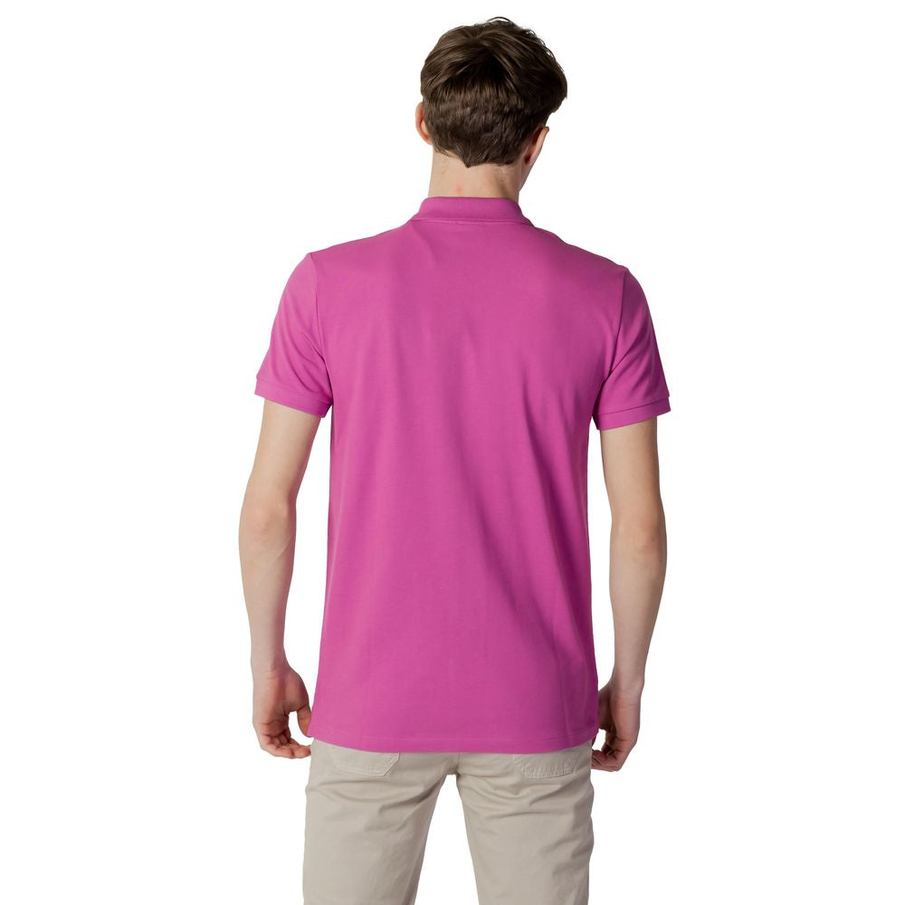 Back view of Peuterey pink cotton polo shirt for men, short sleeve, spring/summer collection