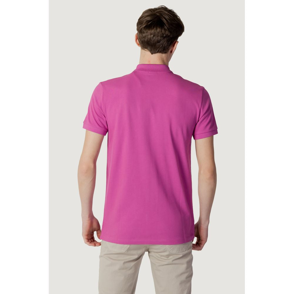 Back view of Peuterey men's pink cotton polo shirt, short sleeve, spring/summer collection.
