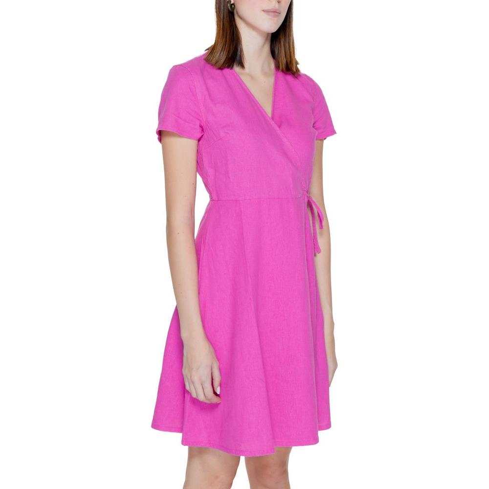 Only Multicolor Linen Dress Only Pale Violet Red