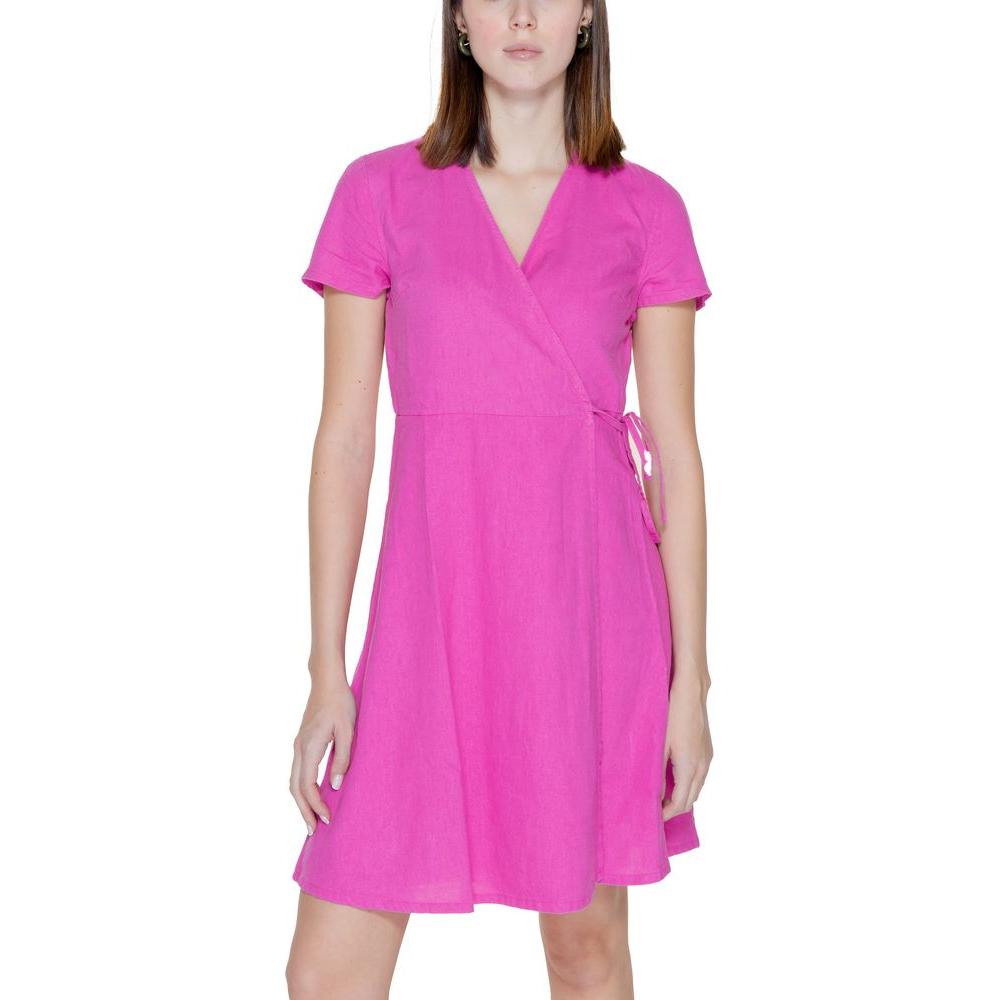 Only Multicolor Linen Dress Only Pale Violet Red