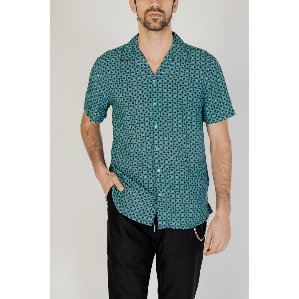 Gianni Lupo Turquoise Viscose Shirt Gianni Lupo Dark Slate Gray