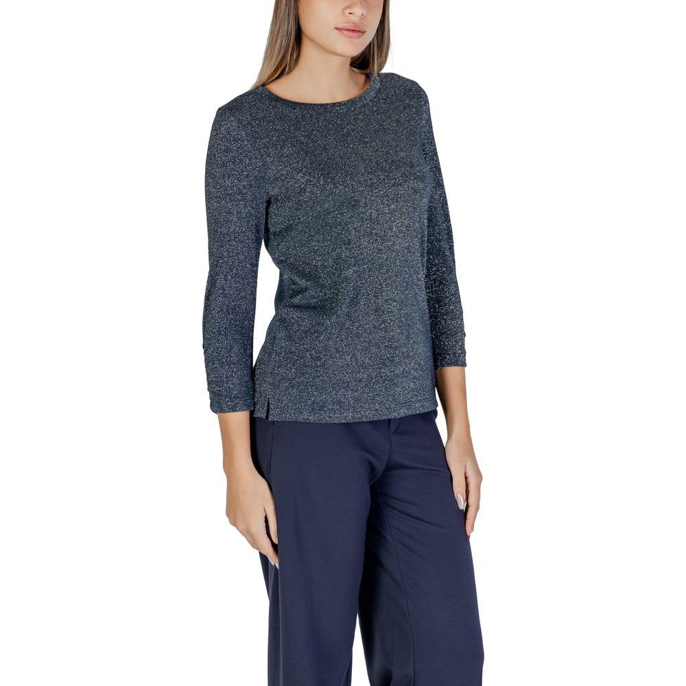 Women's Street One blue polyester top, fall/winter collection, featuring comfort fit and stylish design.