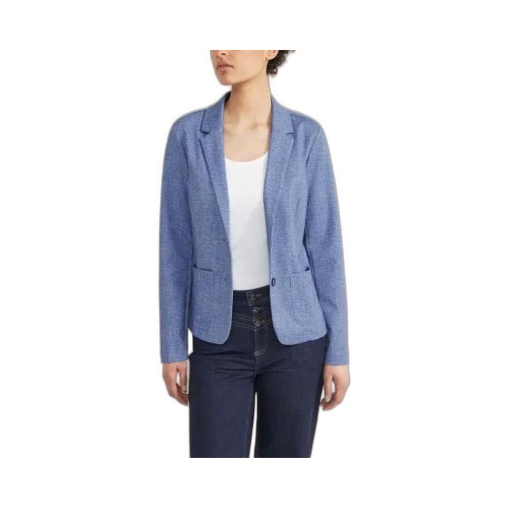 Alt Tag: Women's Street One blue blazer, spring/summer collection, 67% polyester blend, stylish and versatile for modern outfits.