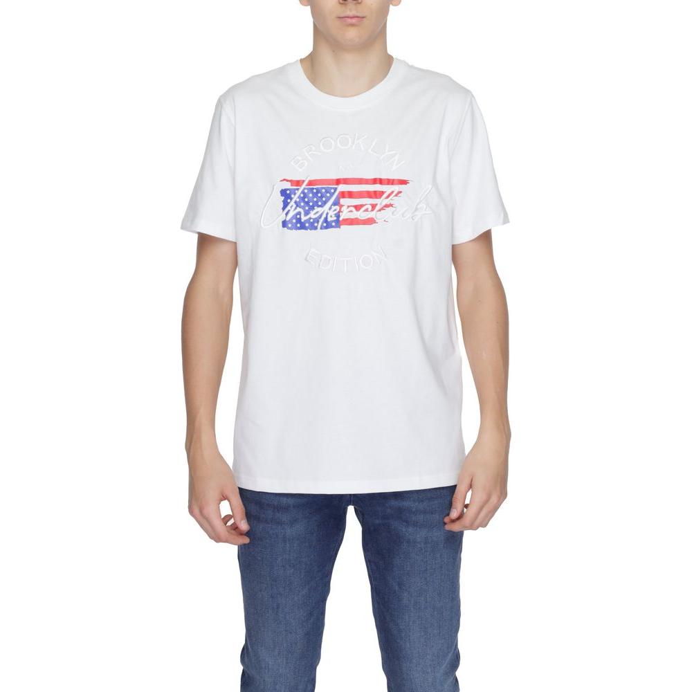 White cotton t-shirt with graphic print, part of the Underclub spring/summer collection.