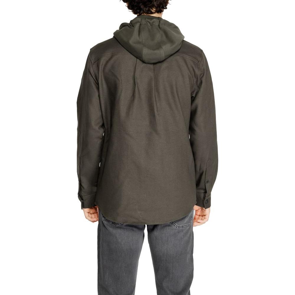 Back view of Antony Morato green cotton shirt, men's fall/winter collection, 100% cotton, casual style.