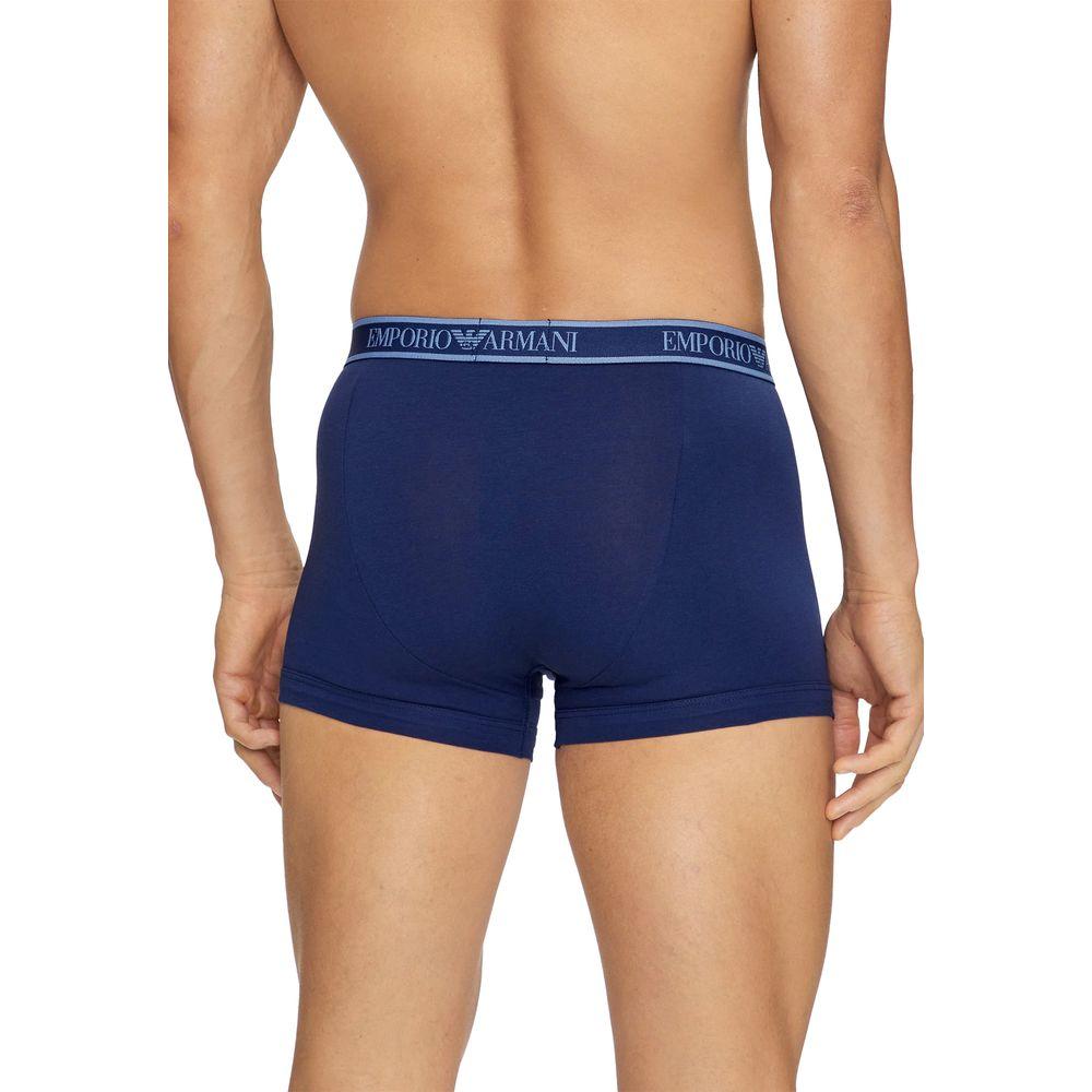 Back view of Emporio Armani men's blue cotton underwear showcasing comfortable fit and quality material for everyday wear.