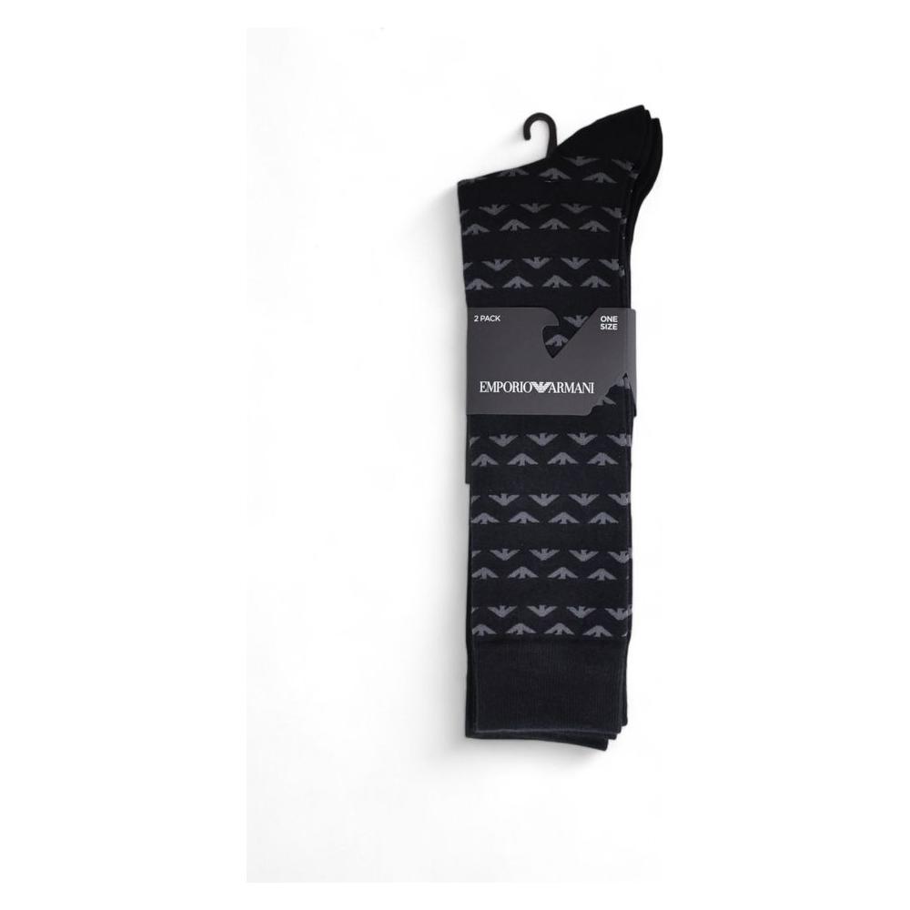Emporio Armani black cotton socks 2-pack with elegant design, perfect for comfort and style, ideal for men seeking luxury underwear.
