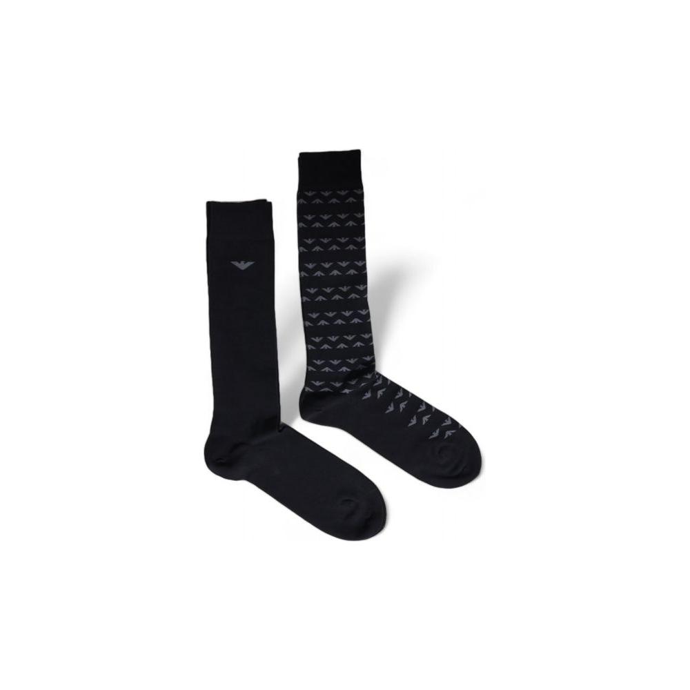 Emporio Armani black cotton socks 2-pack for men, featuring elegant design and soft, comfortable fit, ideal for work or leisure.