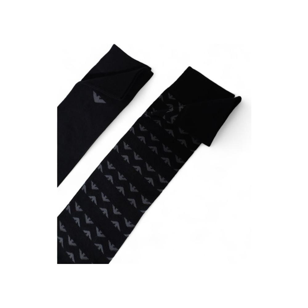 Black Emporio Armani Underwear socks for men, 100% cotton, elegant design, 2-pack, perfect for work or leisure outfits.