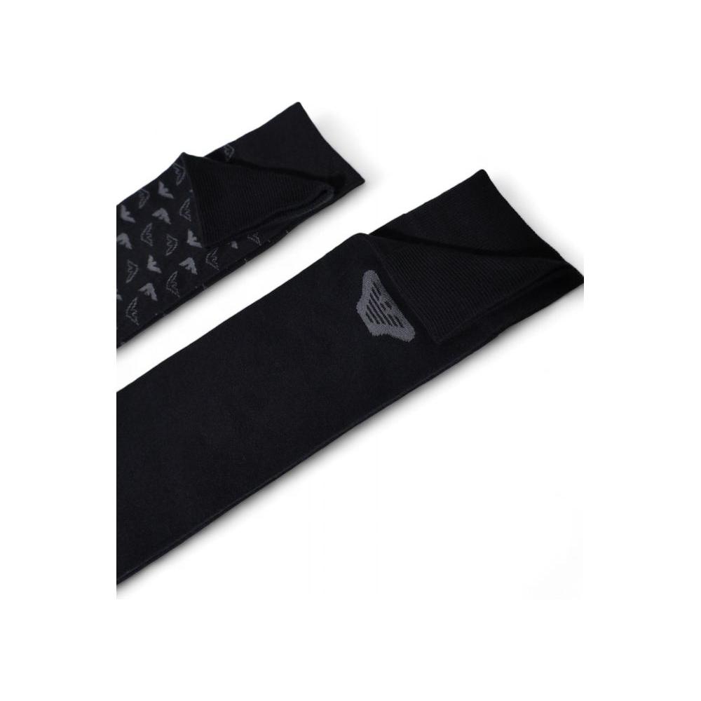 Emporio Armani black cotton socks 2-pack for men, featuring a subtle logo design, offering comfort and durability for any occasion.