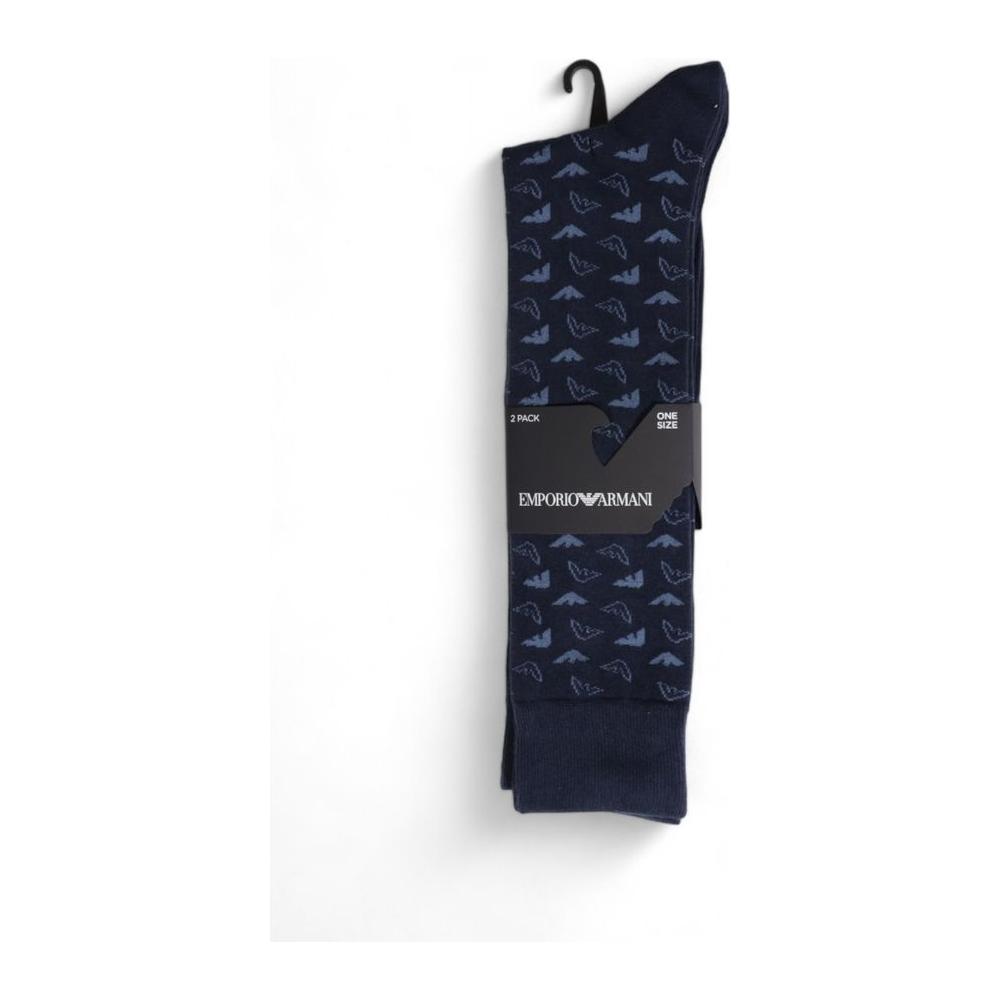 Emporio Armani Underwear blue cotton socks 2-pack for men, featuring a soft and durable design, perfect for comfort and style.