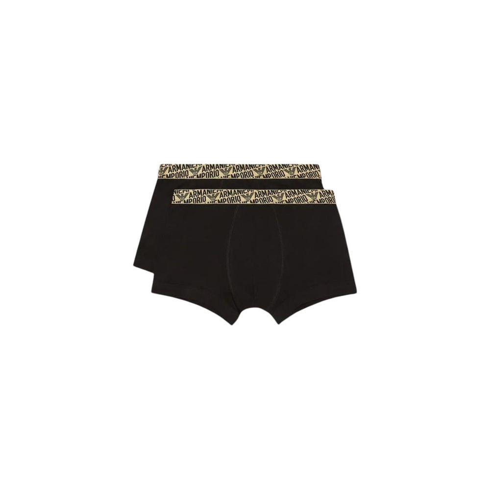 Emporio Armani bicolor cotton trunks with logo waistband, 95% cotton, 5% elastane, providing comfort and modern style.