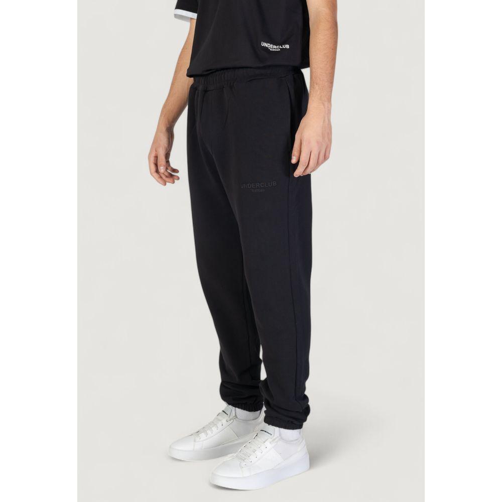 Men's black cotton pants by Underclub, perfect for fall and winter, featuring a relaxed fit and 100% cotton composition.