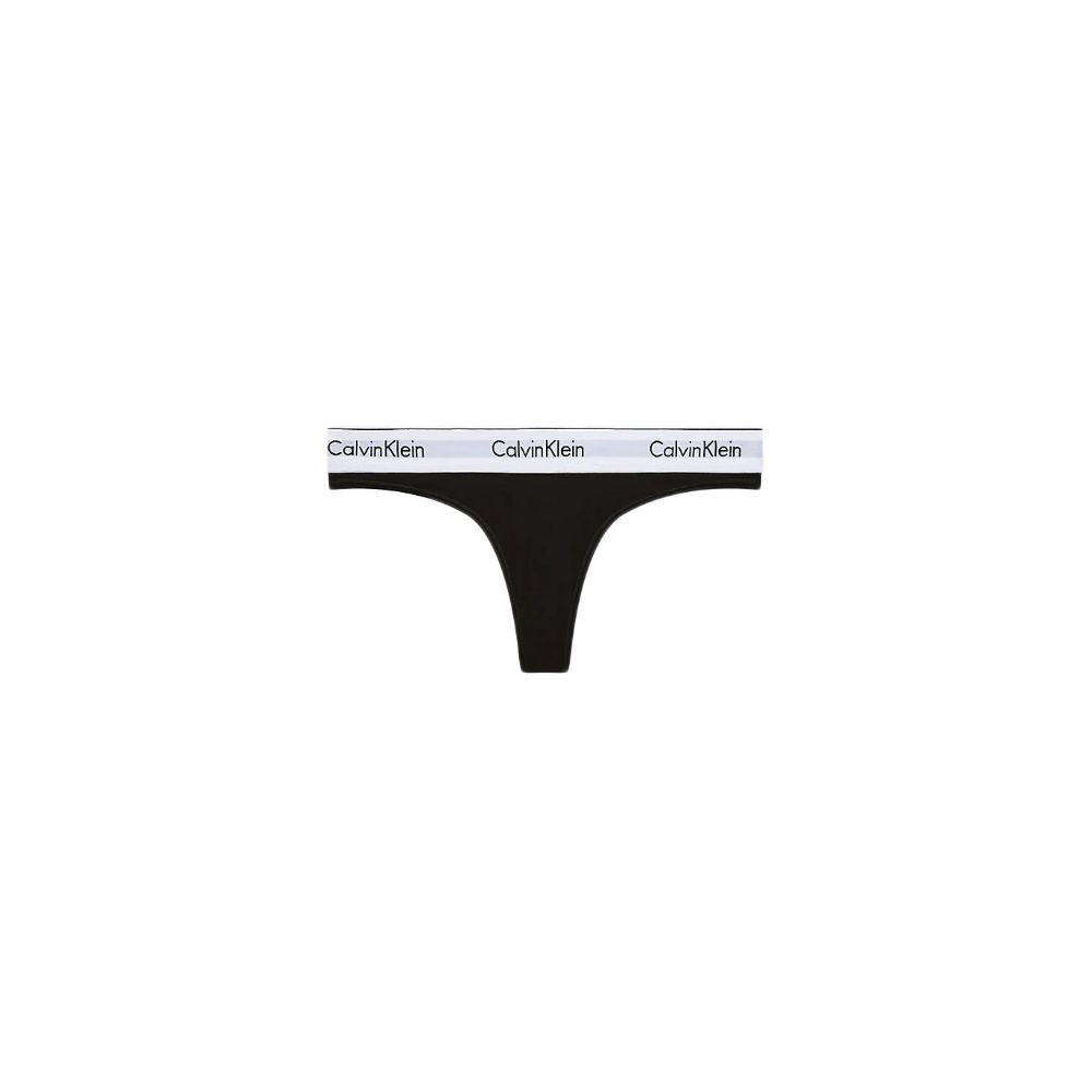 Calvin Klein black cotton thong underwear with logo waistband, offering comfort and style in a minimalist design.