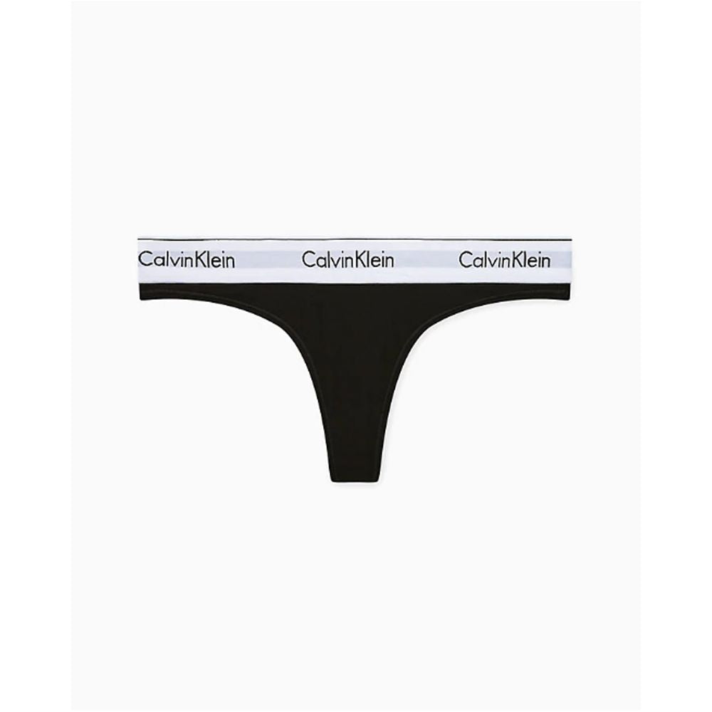 Calvin Klein black cotton thong underwear with logo waistband, sleek and minimalist design for everyday comfort.