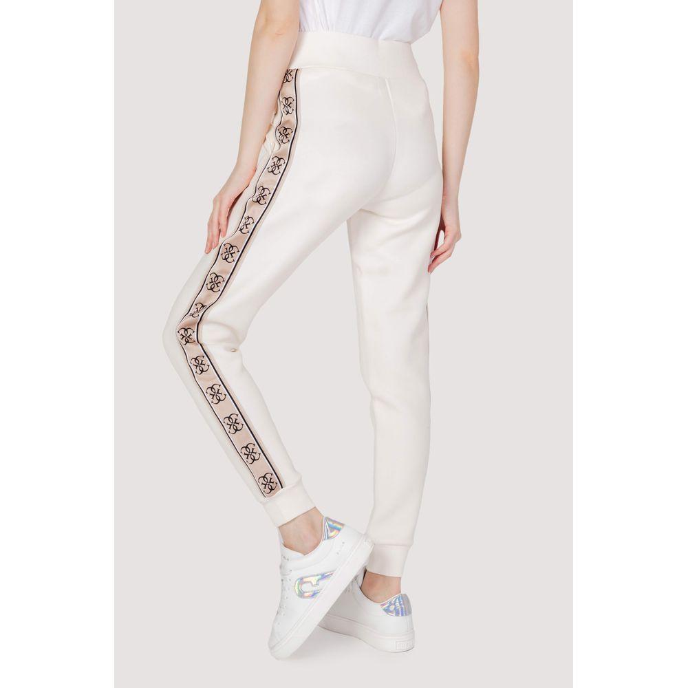 Back view of Guess Active Britney Jogger sweatpants in cream cotton with side pattern, showcasing comfort and style for casual wear.