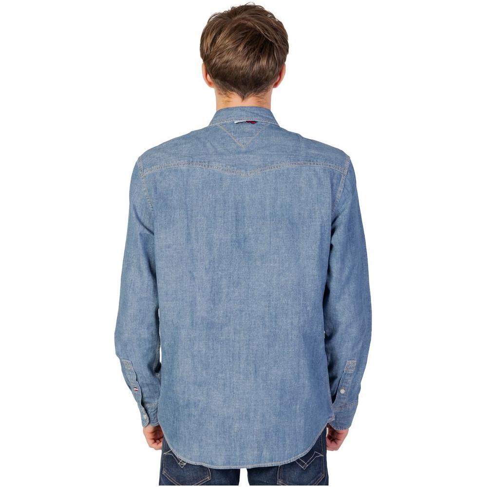 Tommy Hilfiger Jeans Blue Cotton Shirt Tommy Hilfiger Jeans Light Slate Gray