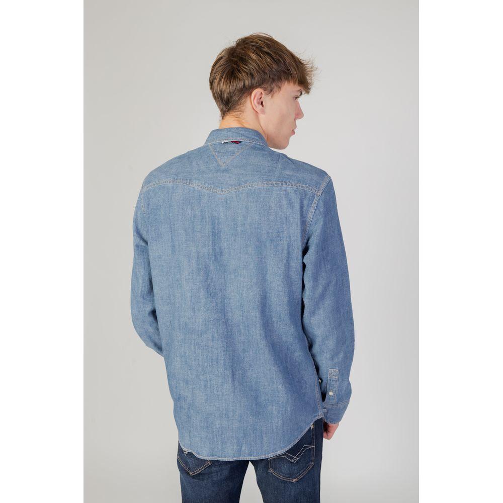 Tommy Hilfiger Jeans Blue Cotton Shirt Tommy Hilfiger Jeans Light Gray