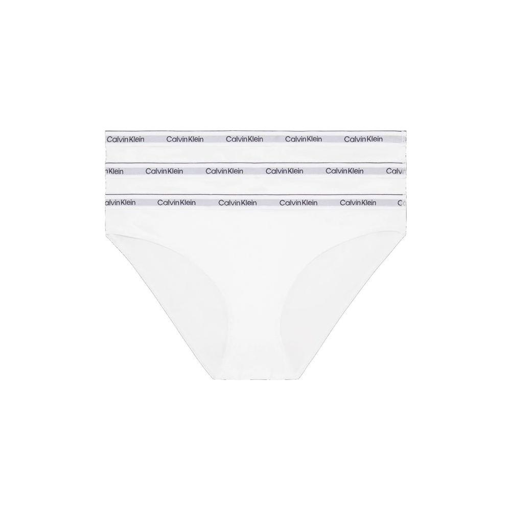 White Calvin Klein cotton underwear with logo waistband, women's low-rise slip showcasing comfort and style.