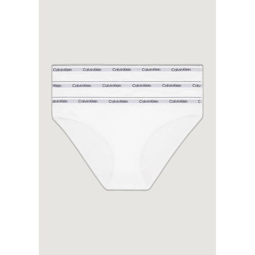 Calvin Klein women's white cotton underwear with logo waistband, part of a comfortable low-rise slip and thong pack.