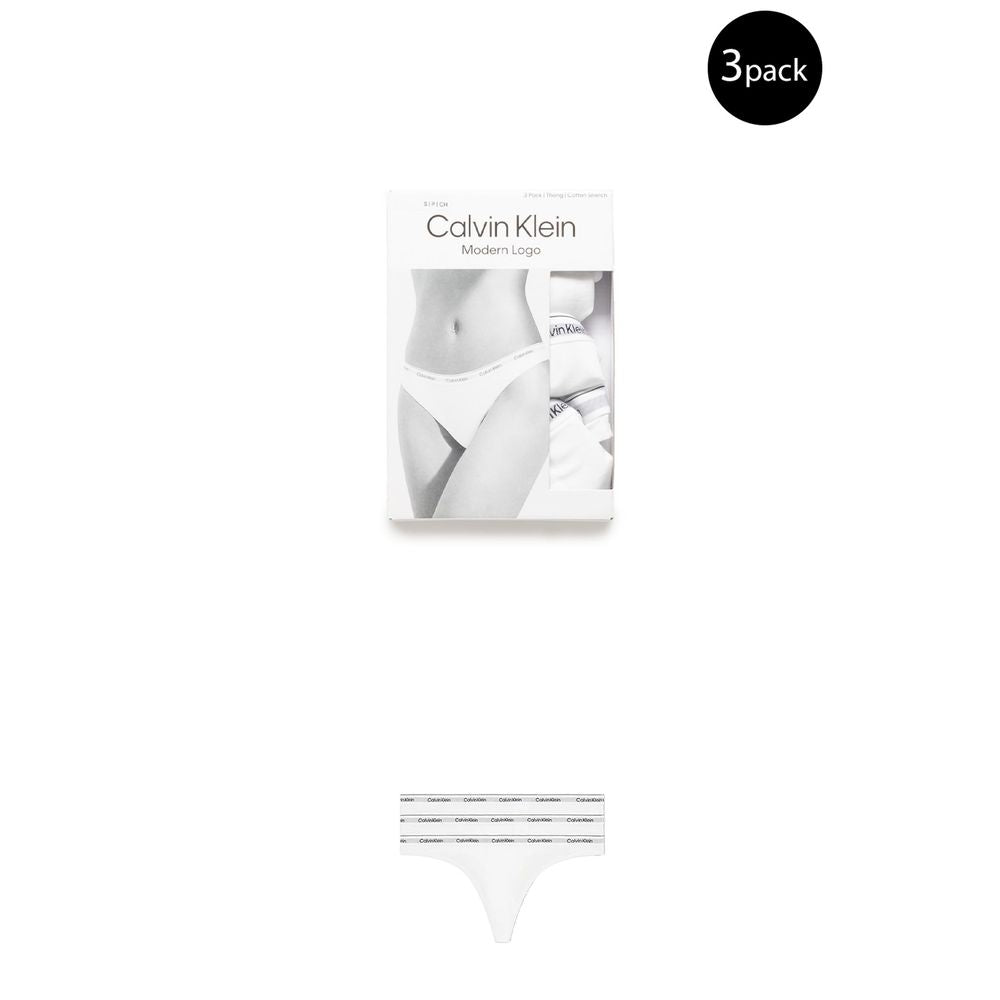 Calvin Klein Underwear 3-pack white cotton slip and thong set for women, modern low-rise design, stylish packaging.