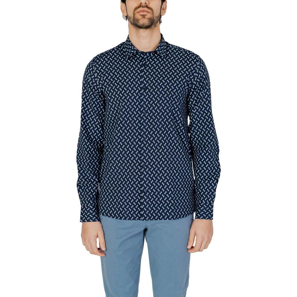 Antony Morato Blue Viscose Shirt Antony Morato Dark Slate Gray