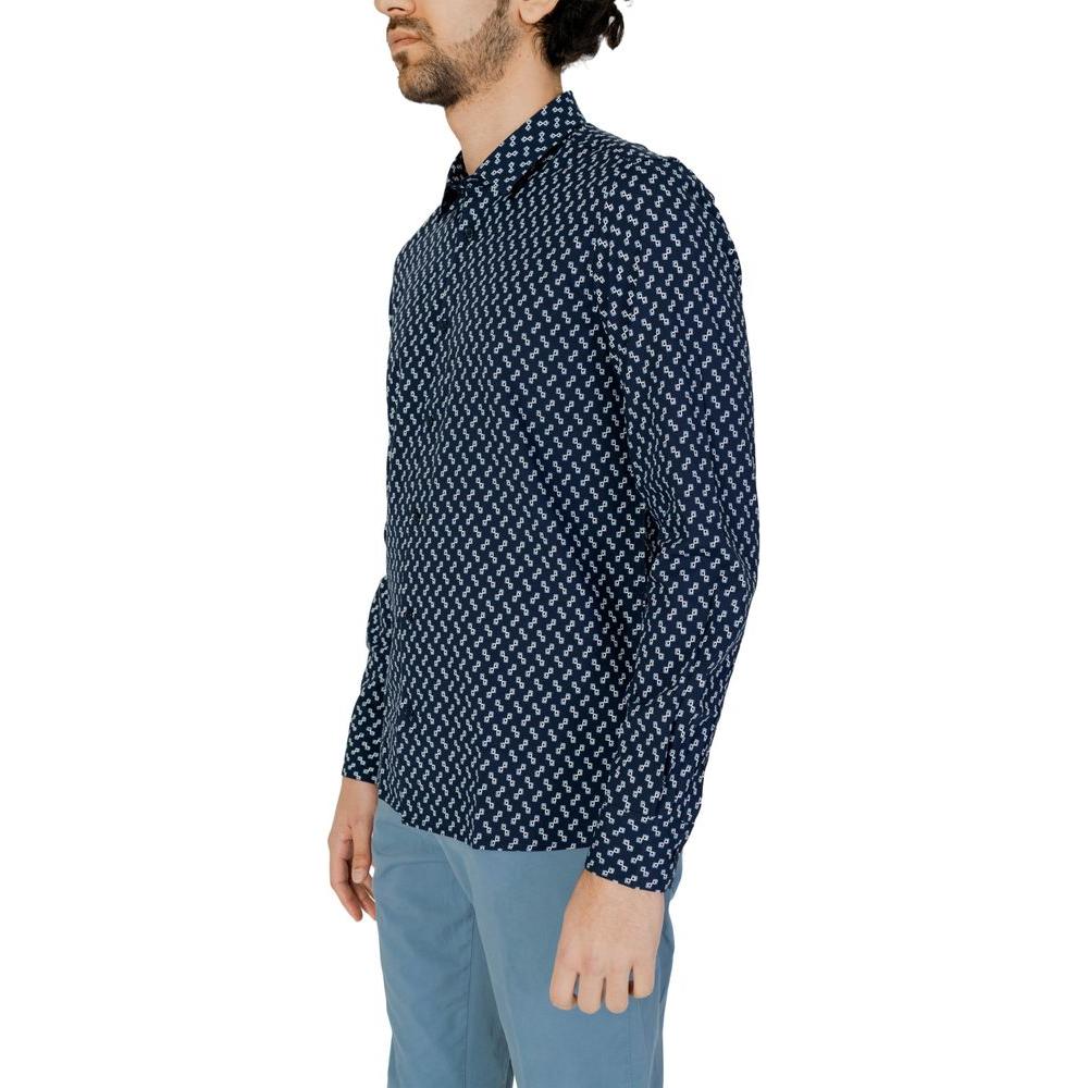 Antony Morato Blue Viscose Shirt Antony Morato Dark Slate Gray