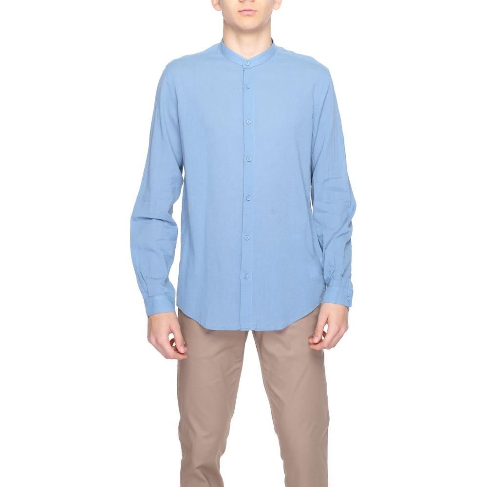 Antony Morato men's blue cotton shirt, long sleeve, perfect for spring/summer collection, elegant and comfortable.