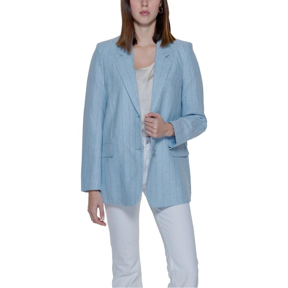 Vero Moda light blue linen blazer for women, spring/summer collection, made of 55% linen and 45% viscose.