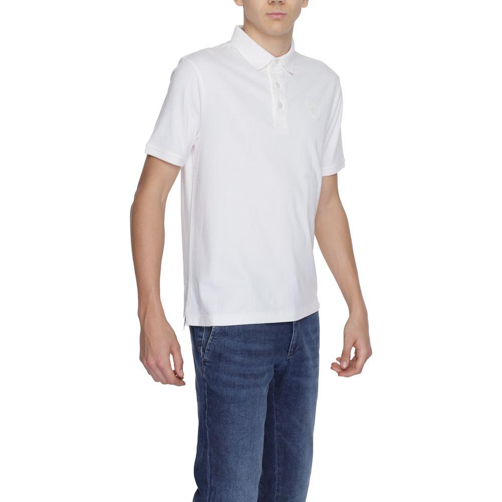 Men's Blauer cream cotton polo shirt, short sleeve, spring/summer collection, 100% cotton, worn by model with blue jeans.