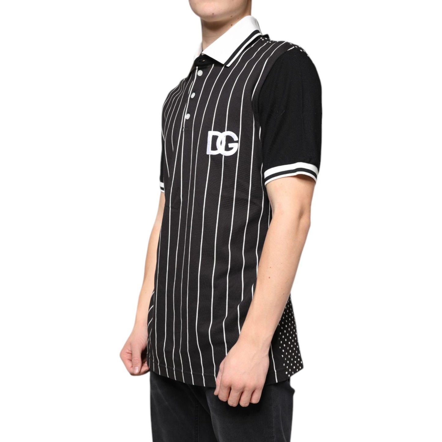 Dolce & Gabbana Black White Stripes Collared Polo T-shirt Dolce & Gabbana Tan
