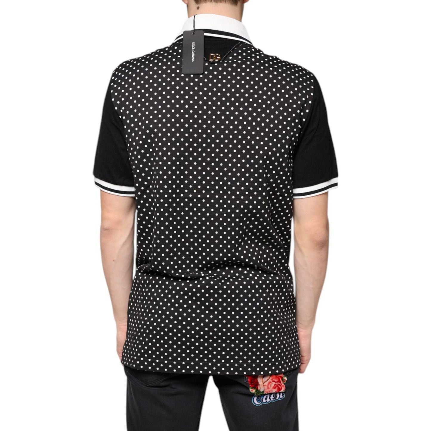 Dolce & Gabbana Black White Stripes Collared Polo T-shirt Dolce & Gabbana Dark Slate Gray
