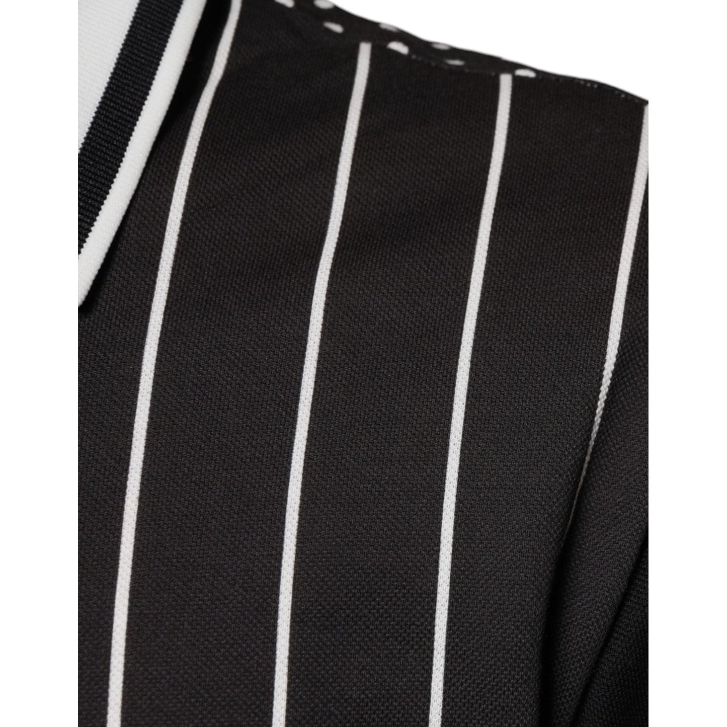 Dolce & Gabbana Black White Stripes Collared Polo T-shirt Dolce & Gabbana Black