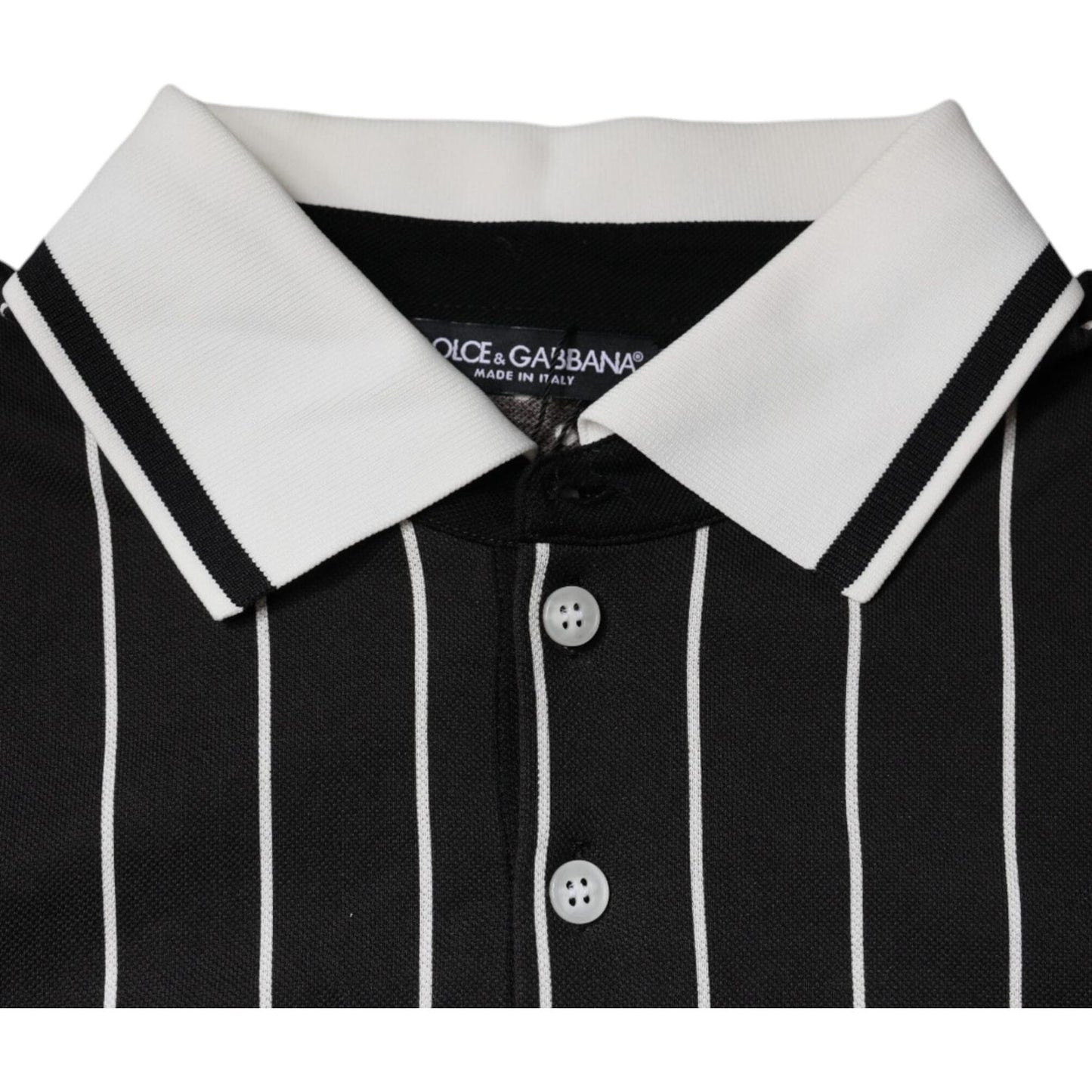 Dolce & Gabbana Black White Stripes Collared Polo T-shirt Dolce & Gabbana Black
